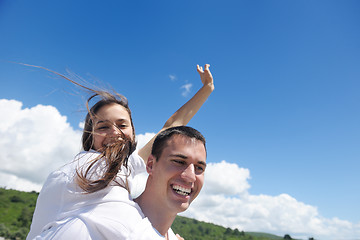 Image showing happy couple have fun on the beach