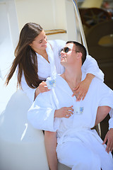 Image showing young couple on yacht