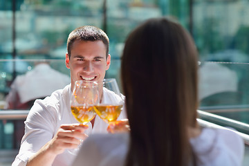 Image showing couple having lanch at beautiful restaurant