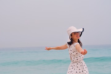 Image showing Happy Beautiful Woman Enjoying Summer Vacation