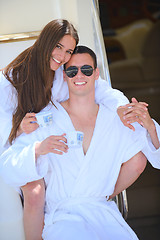 Image showing young couple on yacht