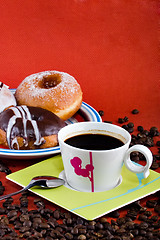 Image showing Coffee and donuts