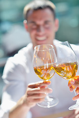 Image showing couple having lanch at beautiful restaurant