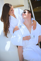 Image showing young couple on yacht