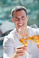 Image showing couple having lanch at beautiful restaurant