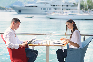 Image showing couple having lanch at beautiful restaurant