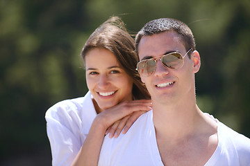 Image showing happy couple have fun on the beach