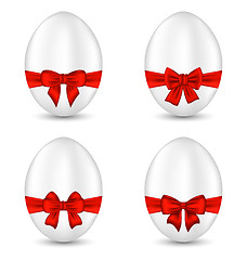 Image showing  Easter set celebration egg wrapping red bow for your decoration