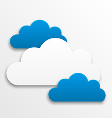 Image showing Set paper clouds isolated on white background