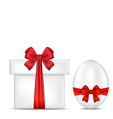 Image showing Easter gift box with red bow and egg