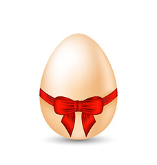 Image showing Easter celebration egg wrapping red bow