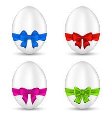 Image showing Easter set celebration eggs with colorful bows 