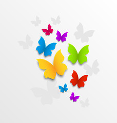 Image showing Abstract colorful background with rainbow butterflies