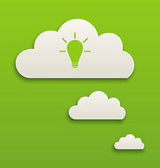 Image showing White paper speech bubble with lamp on green background