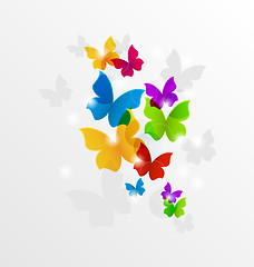 Image showing Abstract rainbow butterflies, colorful background 