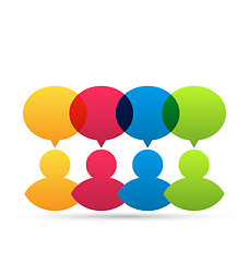 Image showing Colorful people icons with dialog speech bubbles