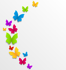 Image showing Abstract spring background with rainbow butterflies