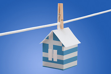 Image showing Greek flag printed on paper house