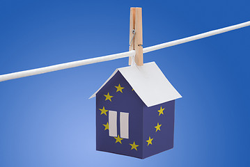 Image showing European Union flag printed on paper house