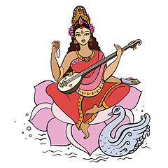 Image showing Hindu Goddess Saraswati.