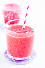 Image showing Strawberry smoothie in glass