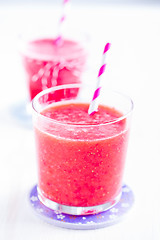 Image showing Strawberry smoothie in glass