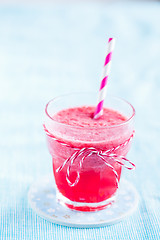 Image showing Strawberry smoothie in glass