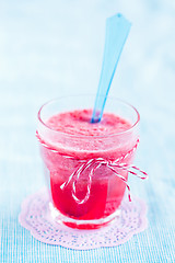 Image showing Strawberry smoothie in glass