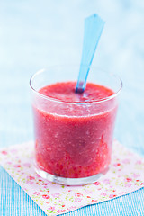 Image showing Strawberry smoothie in glass