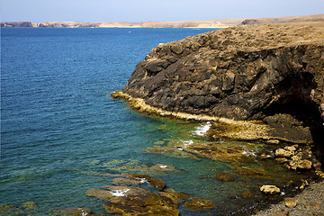 Image showing volcanic spain  water coastline  in lanzarote  sky cloud  