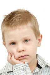 Image showing Studio portrait of young pensive beautiful boy