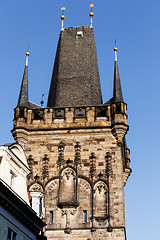 Image showing Tower at the end of the Charles Bridge in Prague