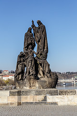 Image showing Staue on the Charles Bridge in Prague, Czech Republic.