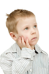 Image showing Studio portrait of young pensive beautiful boy