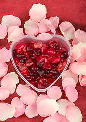 Image showing Brightly coloured red gums hearts