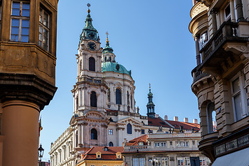 Image showing Houses and Saint Nicholas Church in Lesser Town, Prague