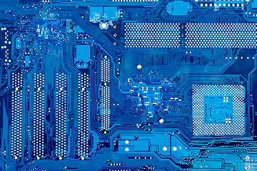 Image showing Close up of computer circuit motherboard