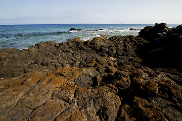 Image showing spain musk pond rock stone sky    in lanzarote 