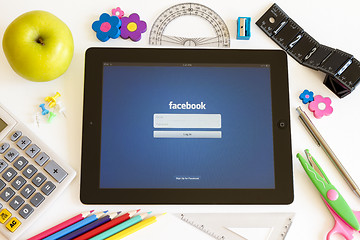 Image showing Facebook on Ipad 3 with school accesories