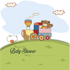 Image showing baby shower card with teddy bear