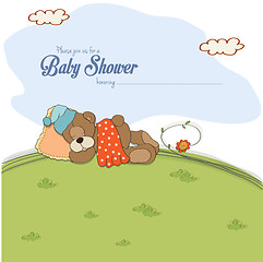 Image showing baby shower card with teddy bear