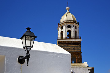 Image showing teguise   lanzarote  spain the terrace church bell tower in