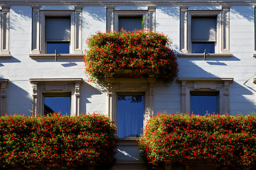 Image showing  wall and flower terrace in the   centre   of city lugano Switze