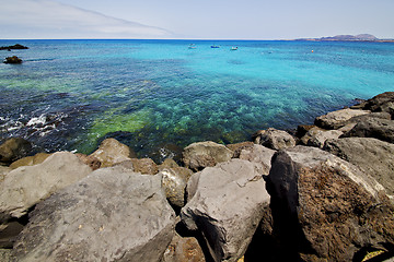 Image showing yacht spain harbor pier boat in the blue sky    