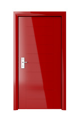 Image showing Red door with electronic lock