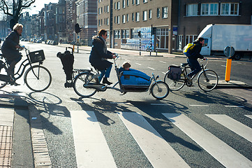 Image showing Amsterdam bicyclists