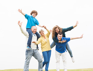 Image showing Cheerful family having fun on holiday