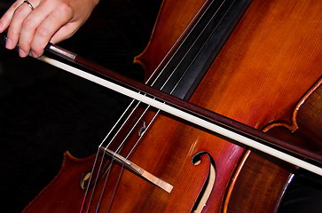 Image showing feminine hands playing cello