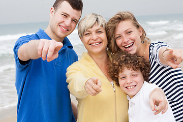 Image showing Beautiful family at the beach