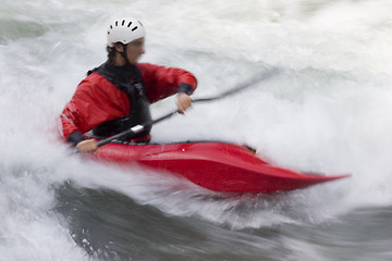Image showing Red kayak in whitewater